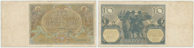 II Republic of Poland, 10 zloty 1926 series CV Bardzo rzadki banknot po przebyte...