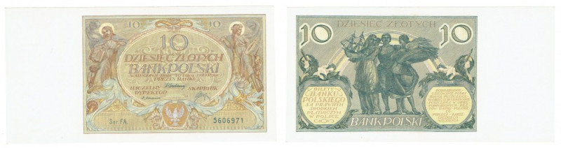 II RP, 10 złotych 1929 FA Piękny naturalny egzemplarz, rzadsza seria Złamania w ...