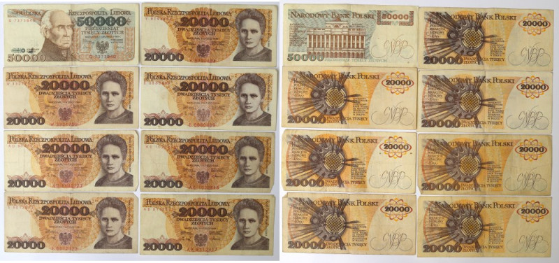 PRL, Zestaw 20.000-50.000 1989 Zestaw banknotów w kondycji obiegowej.