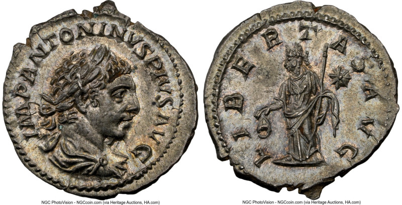 Elagabalus (AD 218-222). AR denarius (20mm, 2.89 gm, 6h). NGC MS 5/5 - 5/5. Rome...