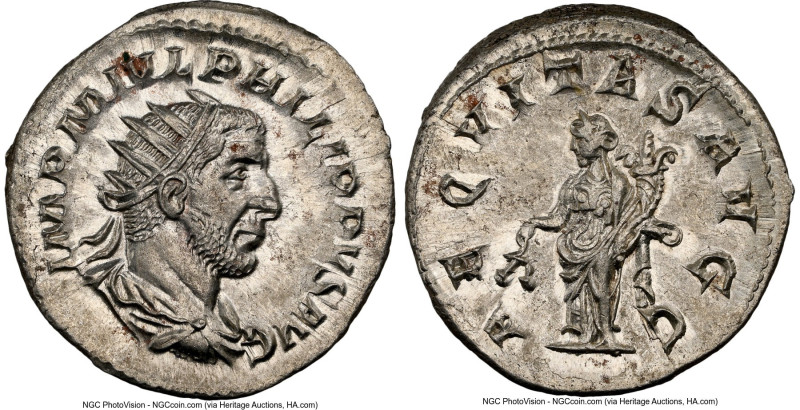 Philip I (AD 244-249). AR antoninianus (23mm, 4.22 gm, 11h). NGC MS 5/5 - 4/5. R...