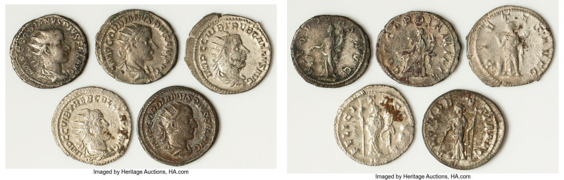 ANCIENT LOTS. Roman Imperial. Lot of five (5) AR antoniniani. Choice Fine-Choice...