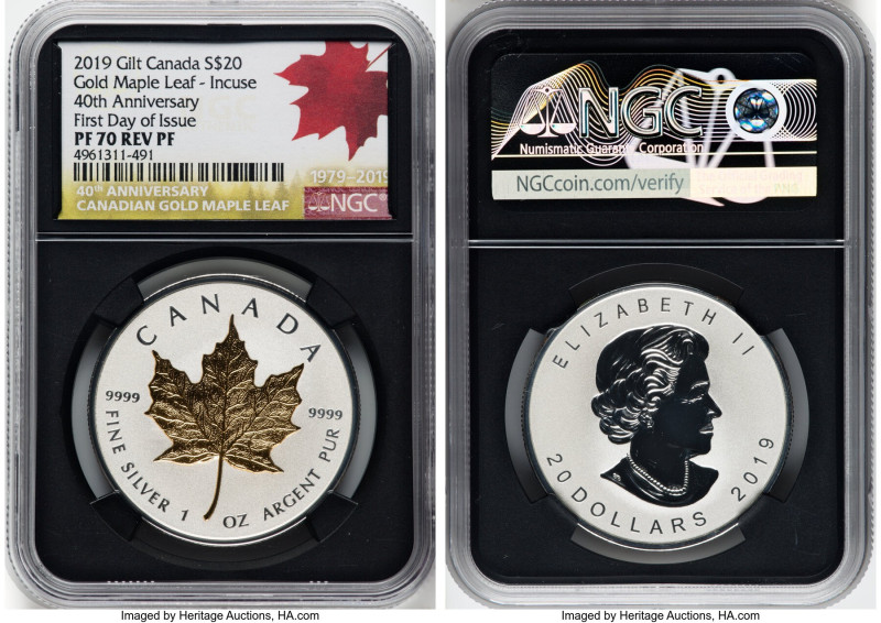 Elizabeth II gilt-silver Reverse Proof "40th Anniversary of the Gold Maple Leaf"...