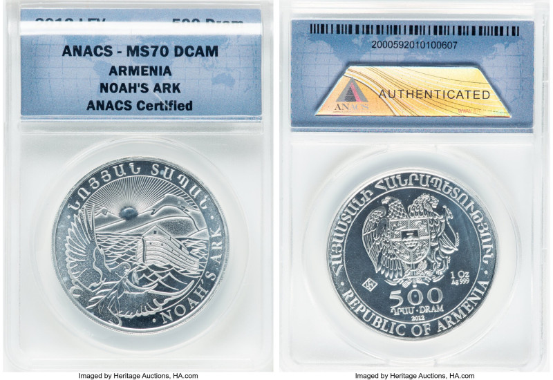 Republic 4-Piece Lot of Certified silver Crowns, 1) Armenia: Republic "Noah's Ar...