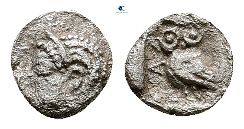 Western Asia Minor. Uncertain mint circa 450-400 BC. 
Tetartemorion AR

6 mm,...