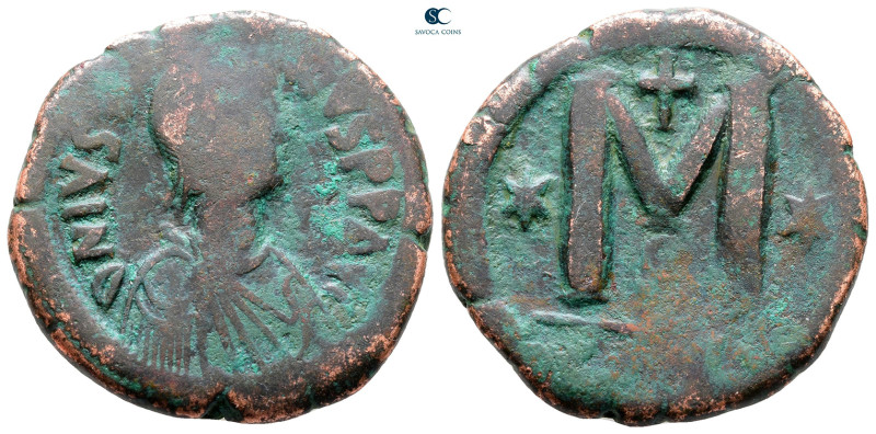 Justin I AD 518-527. Constantinople
Follis or 40 Nummi Æ

31 mm, 16,80 g

...