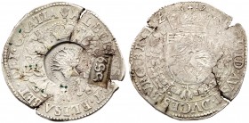 Alexei Mikhailovich, 1645-1676
Jefimok Rouble 1655. “Horseman” and “1655” counterstamped on the obverse of a Spanish Netherlands, Brabant 1619 Patago...