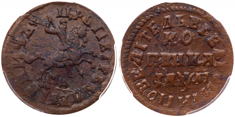 Peter I, the Great, 1689-1725
Kopeck ≠AΨДI (1714) MД. Moscow, Kadashevsky mint....