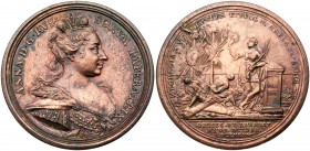 Medals of Anna
Medal. Bronze. 44.5 mm. By N. Prokofiev. Liberation of Ochakov, 1737. Diakov 80.2 (R1), Sm 223. Crowned and mantled bust of Anna right...