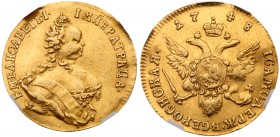 Elizabeth, 1741-1761
Ducat 1748. GOLD. Moscow, Red mint. Bit 6 (R1), Diakov 181 (R1), Petrov (25 Rubl.), Ilyin (20 Rubl.) Sev 145 (S). Rare. Authenti...