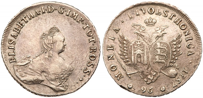 Livonian Coinage
96 Kopecks Livonaises 1757. Moscow, Red mint. 25.77 gm. Bit 62...