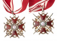 IMPERIAL RUSSIA ORDERS
Cross. 3 Class. Military Division. Silver, gilt and enamels. 38 mm. European manufacture. Hallmarks on loop. Condition: Much o...