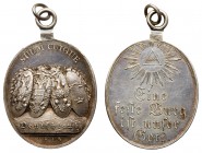 AWARD MEDALS
Award Medal for the Battle of Leipzig, 1813. Silver. Oval, 30x26 mm. Four wreathed battle shields with the Arms of Russia, Austria, Prus...