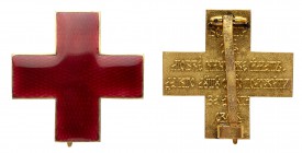 BADGES
Honorable Badge of Red Cross. For men. P/B 7.3. Bronze. Gold plated. Red enamel. Vertical pin
Condition: Superb