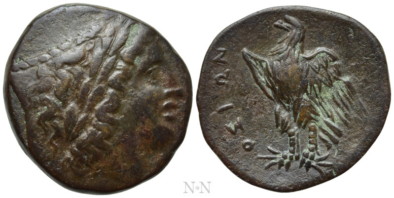 SICILY. Syracuse. Hiketas II (287-278 BC). Ae. 

Obv: ΔΙΟΣ ΕΛΛANIOY. 
Laureat...