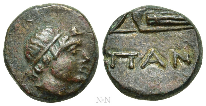 CIMMERIAN BOSPOROS. Pantikapaion. Ae (Circa 200-150 BC). 

Obv: Laureate head ...