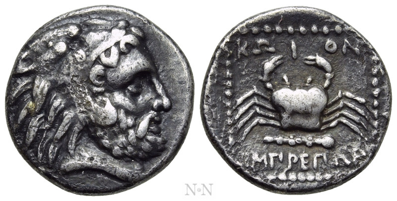 CARIA. Kos. Drachm (Circa 220-200 BC). Emprepon, magistrate. 

Obv: Bearded he...