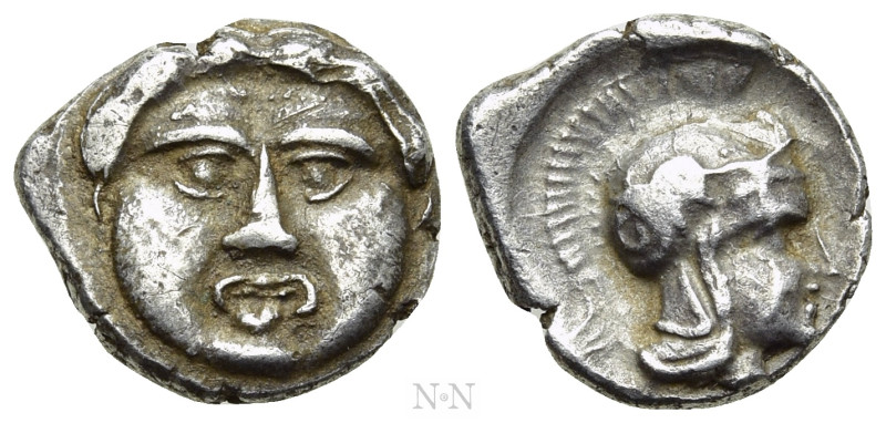 PAMPHYLIA. Aspendos. Obol (Circa 420-360 BC). 

Obv: Facing gorgoneion.
Rev: ...