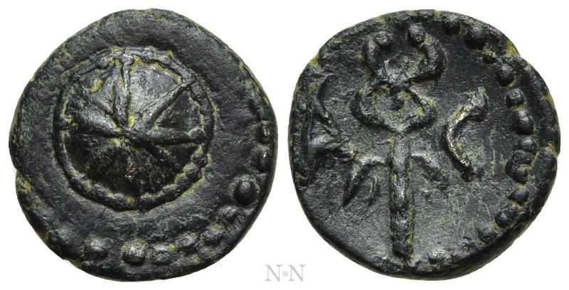 PAMPHYLIA. Aspendos. Ae (2nd-1st century BC). 

Obv: Star on shield.
Rev: A -...