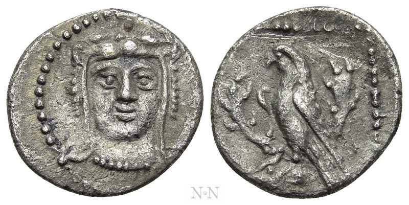 CILICIA. Uncertain. Obol (4th century BC). 

Obv: Facing head of Herakles, wea...