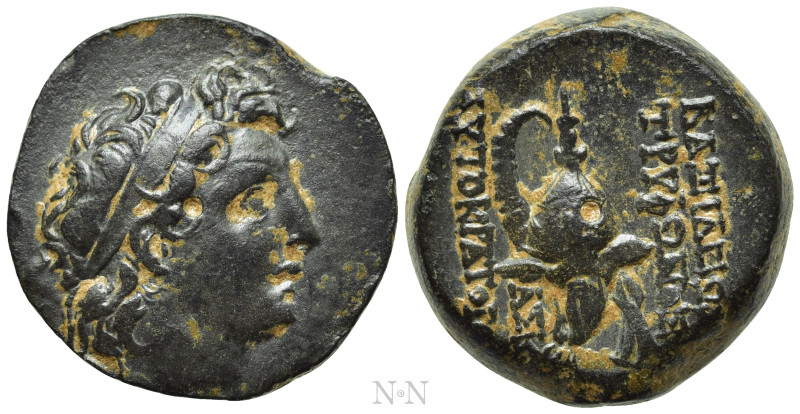 SELEUKID KINGDOM. Tryphon (Circa 142-138 BC). Ae. Uncertain mint 100. 

Obv: D...