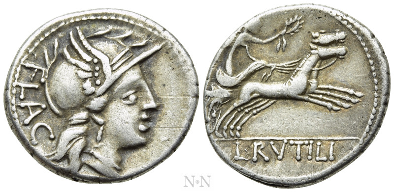 L. RUTILIUS FLACCUS. Denarius (77 BC). Rome. 

Obv: FLAC. 
Helmeted head of R...