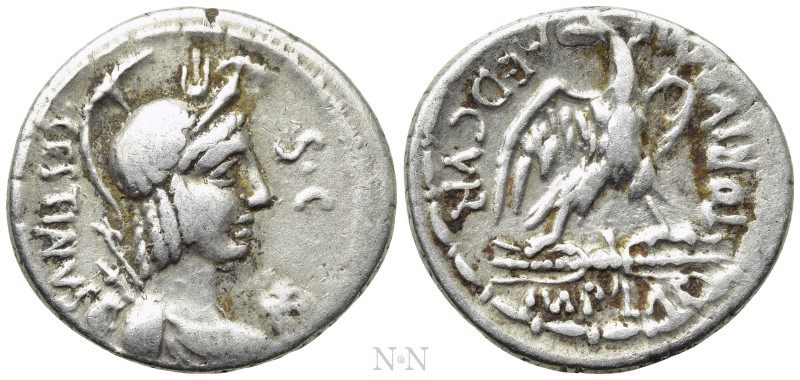 M. PLAETORIUS M.F. CESTIANUS. Denarius (57 BC). Rome. 

Obv: CESTIANVS / S C. ...