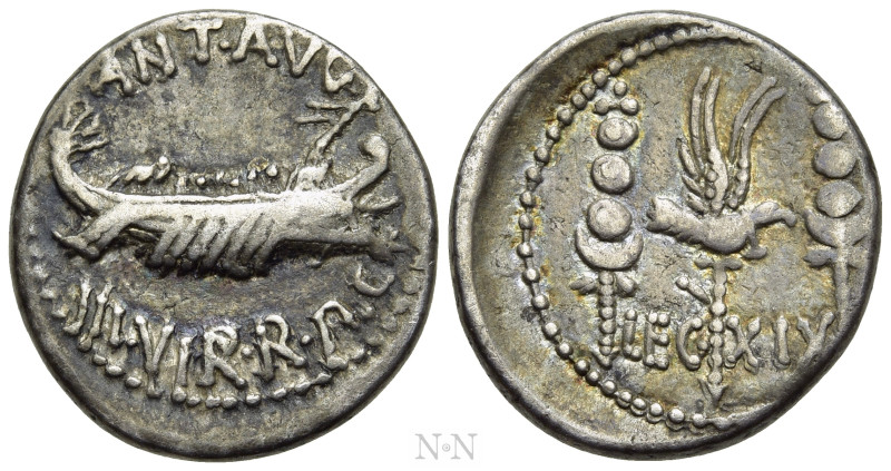 MARK ANTONY. Denarius (32-31 BC). Patrae(?). Legionary issue. 

Obv: ANT AVG /...