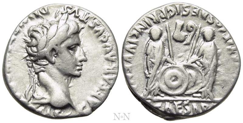 AUGUSTUS (27 BC-14 AD). Denarius. Lugdunum. 

Obv: CAESAR AVGVSTVS DIVI F PATE...