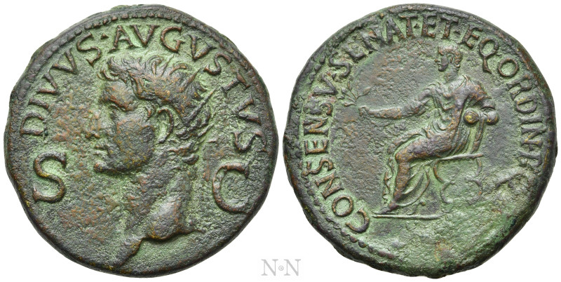 DIVUS AUGUSTUS (Died 14). Dupondius. Rome. Struck under Gaius. 

Obv: DIVVS AV...