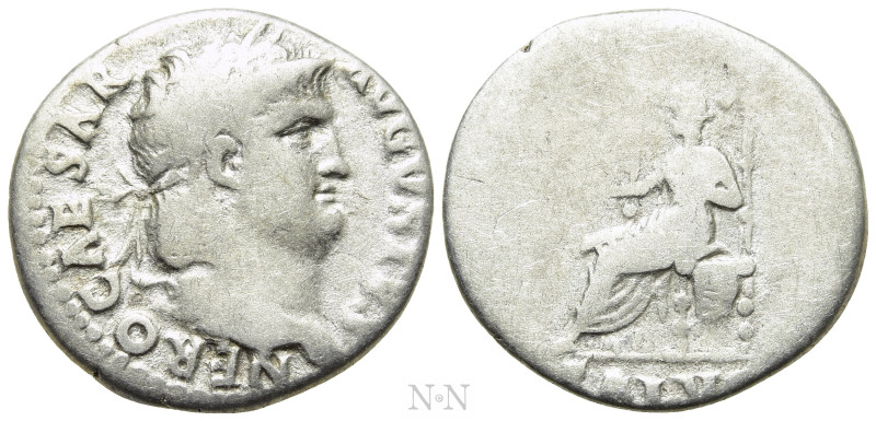 NERO (54-68). Denarius. Rome. 

Obv: NERO CAESAR AVGVSTVS. 
Laureate head rig...