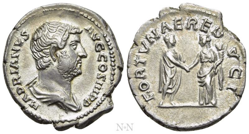 HADRIAN (117-138). Denarius. Rome. 

Obv: HADRIANVS AVG COS III P P. 
Bare-he...