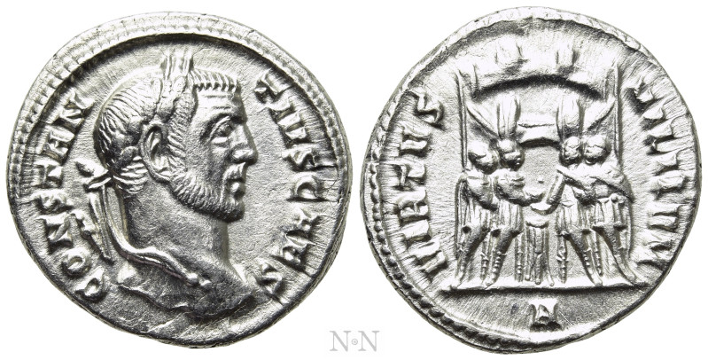 CONSTANTIUS I (Caesar, 293-305). Argenteus. Rome. 

Obv: CONSTANTIVS CAES. 
L...