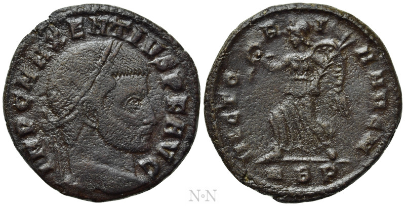 MAXENTIUS (307-312). Follis. Rome. 

Obv: IMP C MAXENTIVS P F AVG. 
Laureate ...
