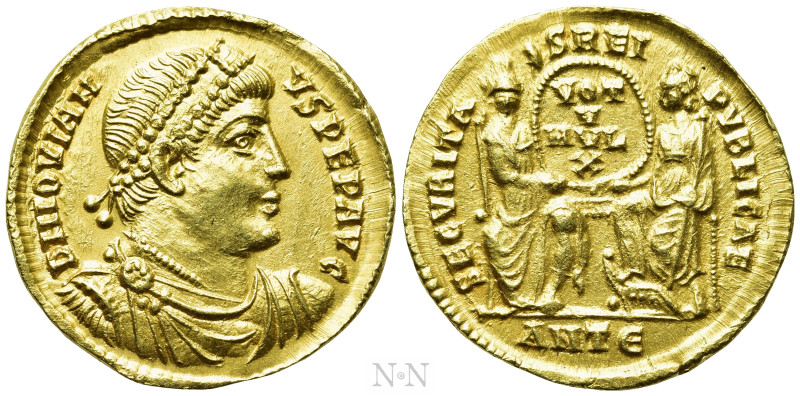 JOVIAN (363-364). GOLD Solidus. Antioch. 

Obv: D N IOVIANVS PEP AVG. 
Pearl-...