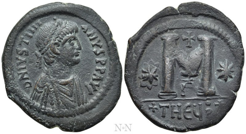 JUSTINIAN I (527-565). Follis. Theoupolis (Antioch). 

Obv: D N IVSTINIANVS P ...