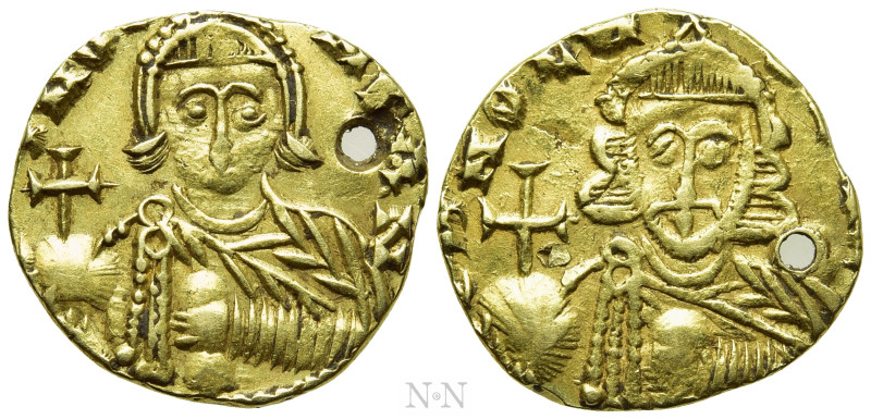 LEO III THE "ISAURIAN" with CONSTANTINE V (717-741). GOLD Solidus. Uncertain Ita...