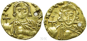 LEO III THE "ISAURIAN" with CONSTANTINE V (717-741). GOLD Solidus. Uncertain Italian mint