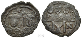 CONSTANTINE VI and IRENE, with LEO III, CONSTANTINE V and LEO IV (780-797). Follis. Constantinople