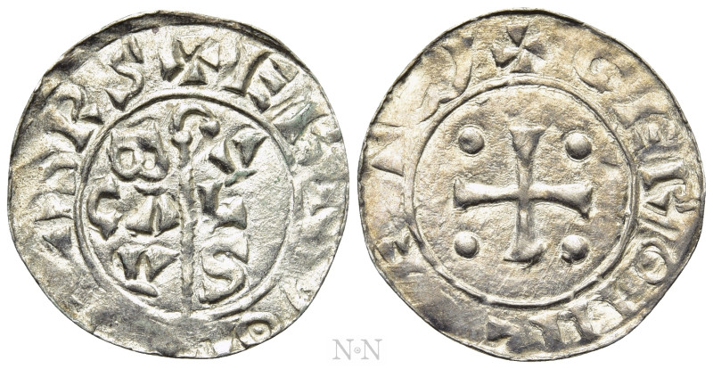 NETHERLANDS. Utrecht. Bernold (1027-1054). Denar. Groningen. 

Obv: + ERNOLDVS...