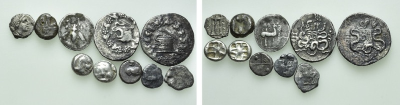 10 Greek Coins. 

Obv: .
Rev: .

. 

Condition: See picture.

Weight: g...