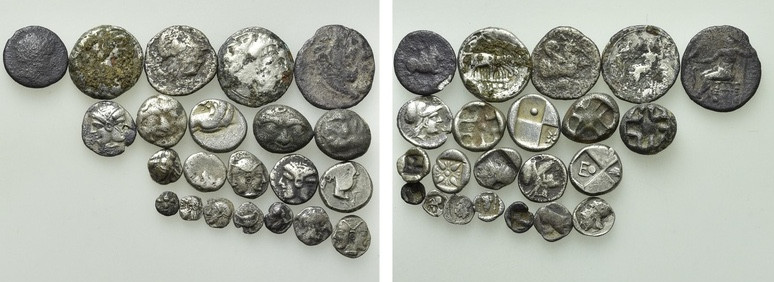 22 Greek Coins. 

Obv: .
Rev: .

. 

Condition: See picture.

Weight: g...