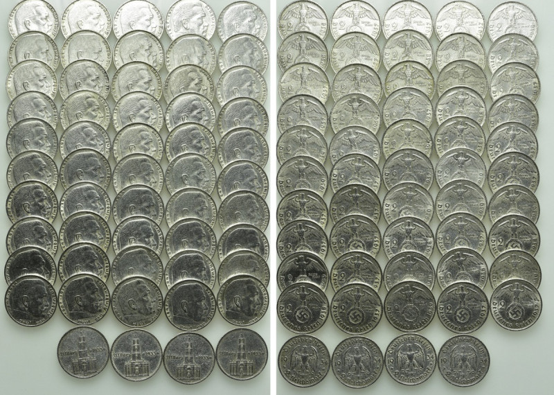 Circa 54 Pieces of 2 Reichsmark of Germany / the Third Reich (Silver; Circa 432 ...