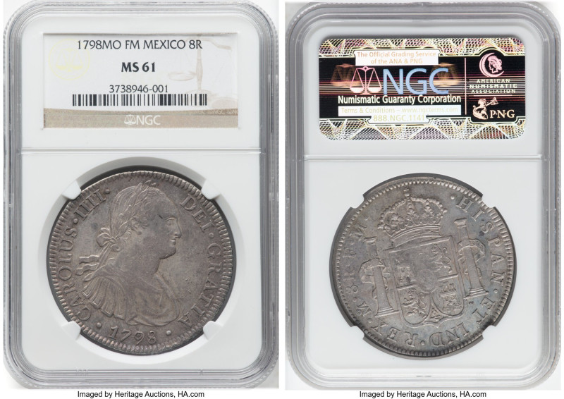 Charles IV 8 Reales 1798 Mo-FM MS61 NGC, Mexico City mint, KM109, Cal-961. Exhib...