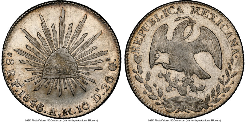 Republic 8 Reales 1846/5 Pi-AM AU58 NGC, San Luis Potosi mint, KM377.12, DP-Pi23...