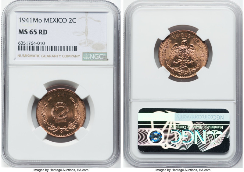 Estados Unidos 2 Centavos 1941-Mo MS65 Red NGC, Mexico City mint, KM419. Final d...