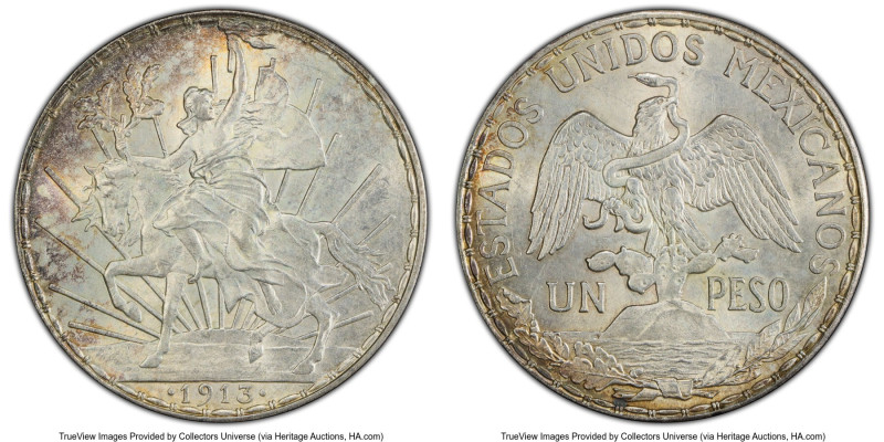 Estados Unidos "Caballito" Peso 1913 MS63 PCGS, Mexico City mint, KM453. A lustr...