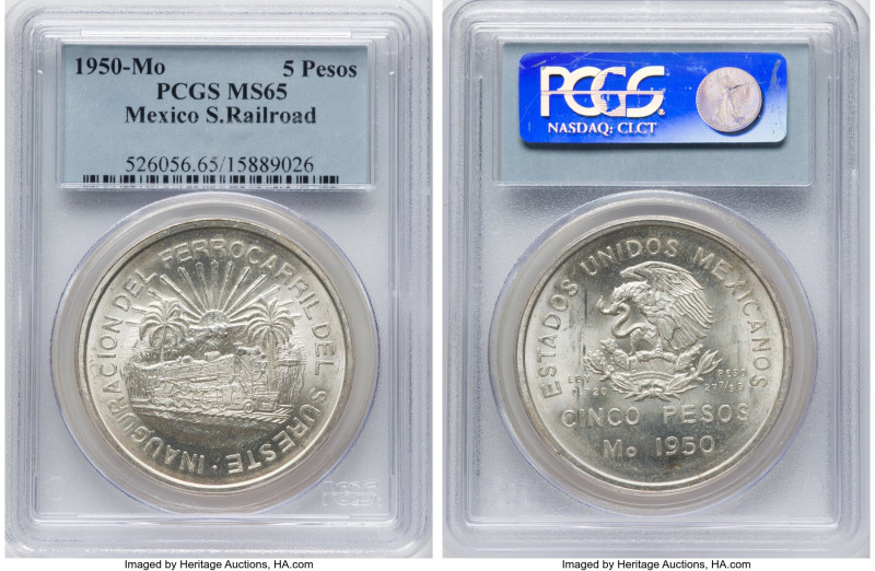 Estados Unidos "Southeastern Railroad" 5 Pesos 1950-Mo MS65 PCGS, Mexico City mi...