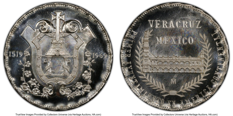 "Founding of Veracruz - 450th Anniversary" silver Specimen Medal 1969-Mo SP67 PC...