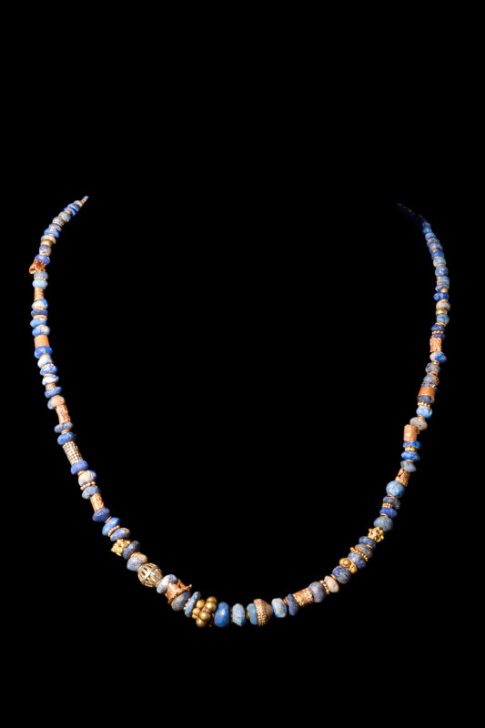 ROMAN GOLD AND STONE NECKLACE

 Ca. AD 1-300
 A restrung necklace composed of...